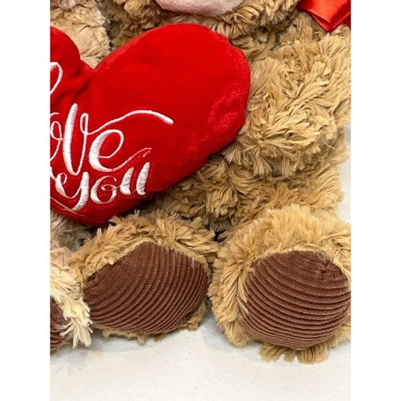 Valentine Teddy Bears Holding Heart Love You Couple Plush 12 Inch Stuffed Animal - Picture 4 of 13